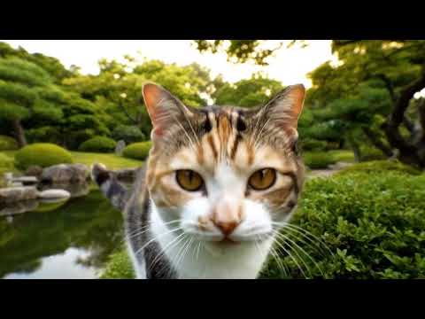 Veo 3で作成した日本庭園と三毛猫の動画 -Impress Watch